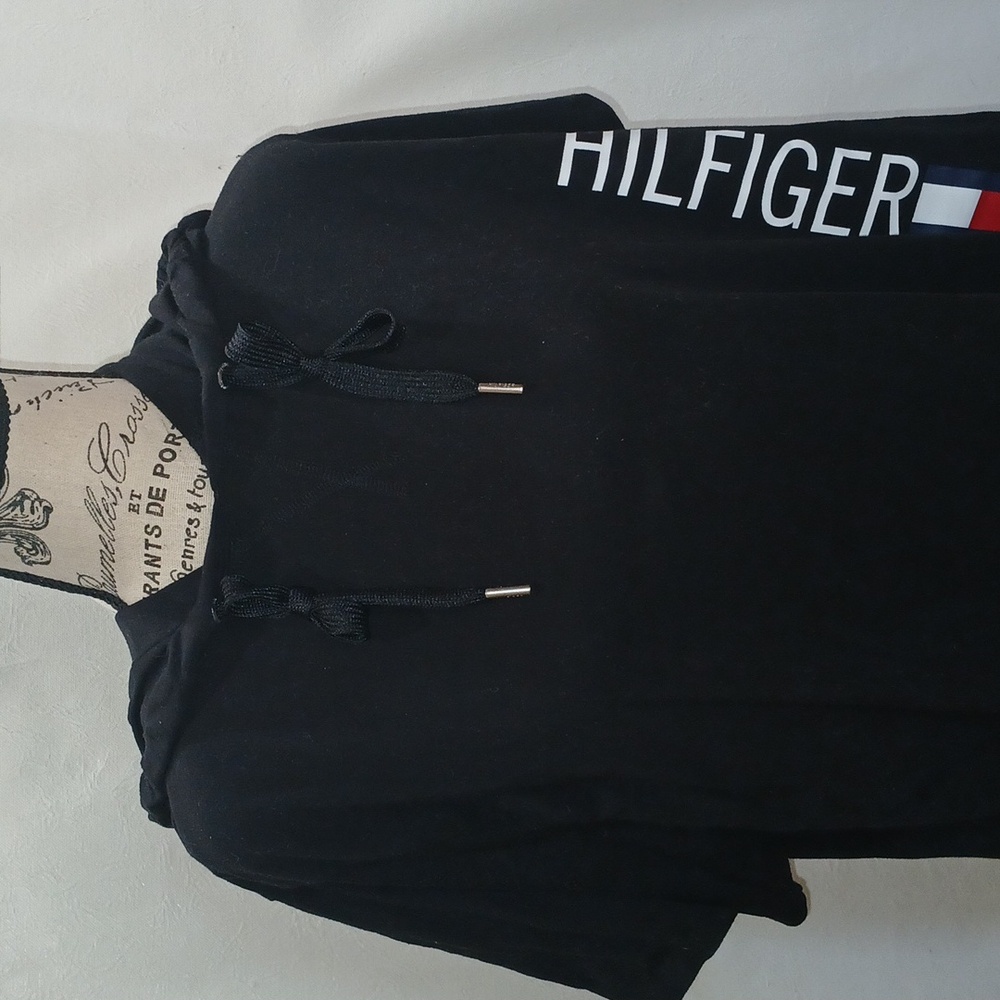 Tommy Hilfiger Sport Women's Short Sleeve Hoodie Blouse Spellout XL